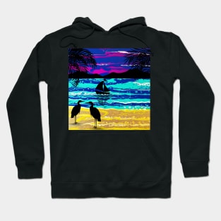 Coastal Beach Tropical Landscape Fluid Art Design Hoodie